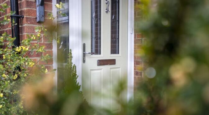 Triple Glazed Apeer 70 Rowton Green Mist Front Door, Semi Detached House, Lightwater