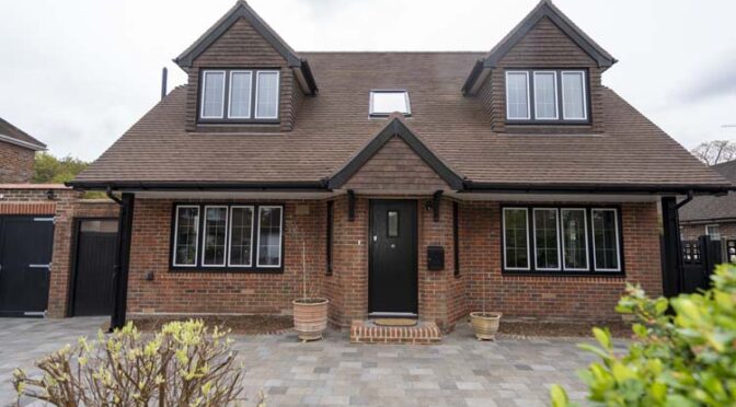 Triple Glazed Black and White Composite Georgian Windows, Detached Chalet Bungalow Renovation, Horsell, Woking, Surrey