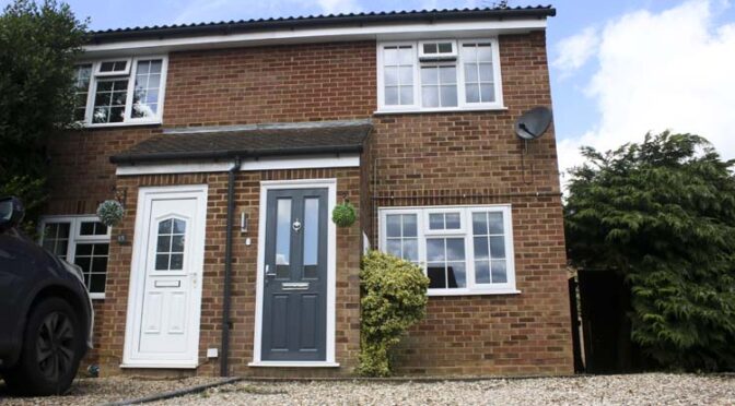 White uPVC Georgian Windows and Slate Grey Composite Front Door, Semi Detached Property, Sandhurst, Berkshire